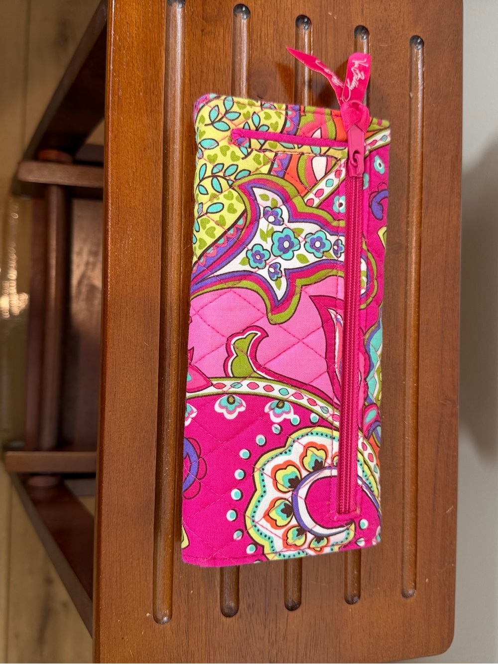 Vera Bradley Hot Pink and Orange Paisley Quilted Wallet - Picture 2 of 4